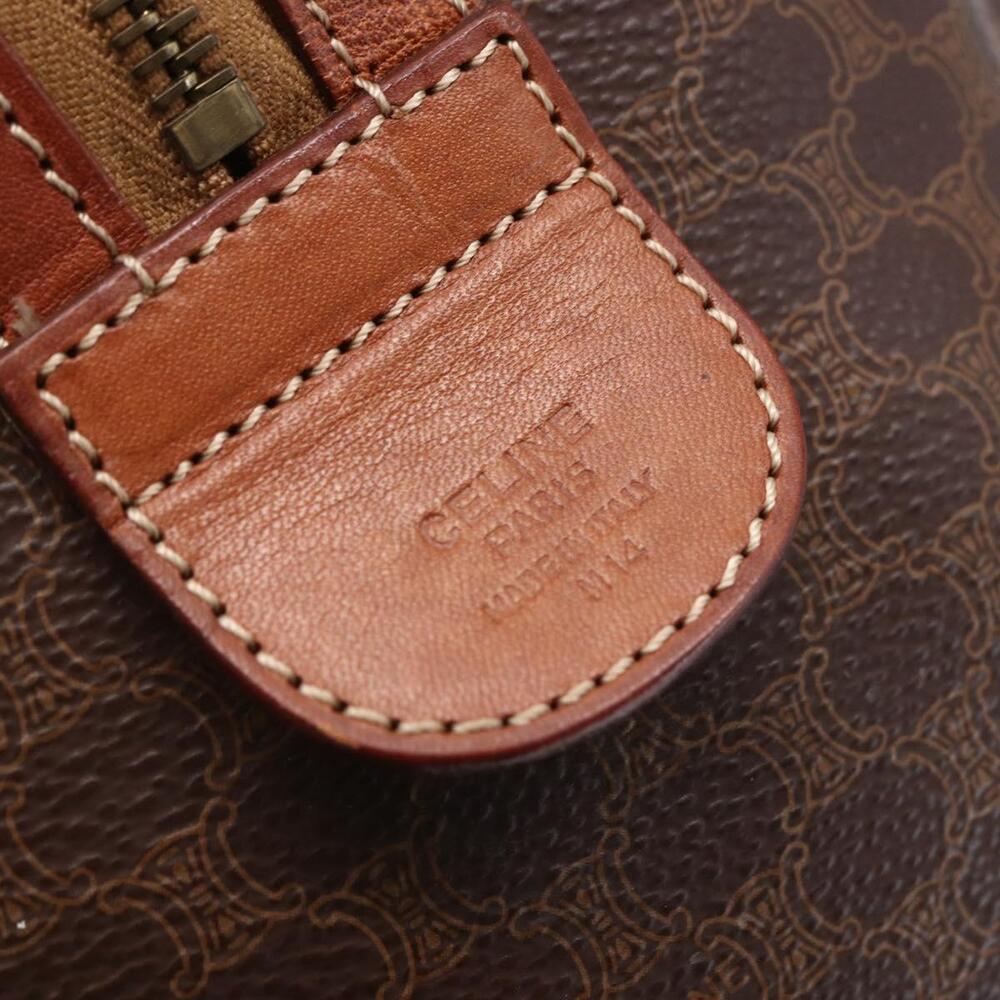 CELINE Macadam Canvas Mini Boston Bag PVC Leather Brown Auth ki6058 - Picture 12 of 16